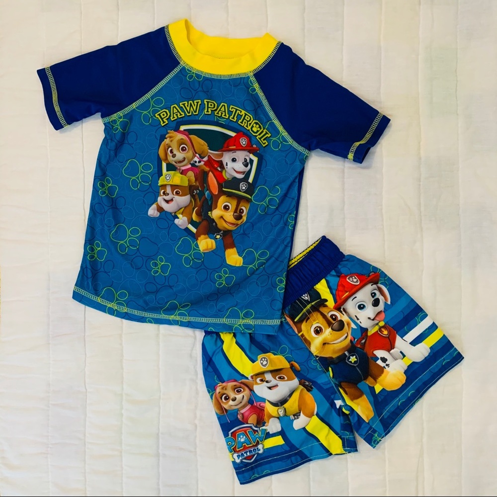 Paw Patrol Swim Trunks Rash Guard Set 2T